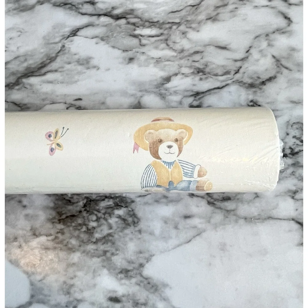 Mayfair NOS Vtg Country Bears Wallpaper Nursery Bunnies  90's 2 Rolls 112 Sq Ft